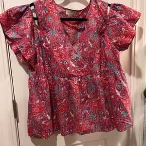 Lucky Brand, empire waist, cold-shoulder sleeves,  v-neck, size L.